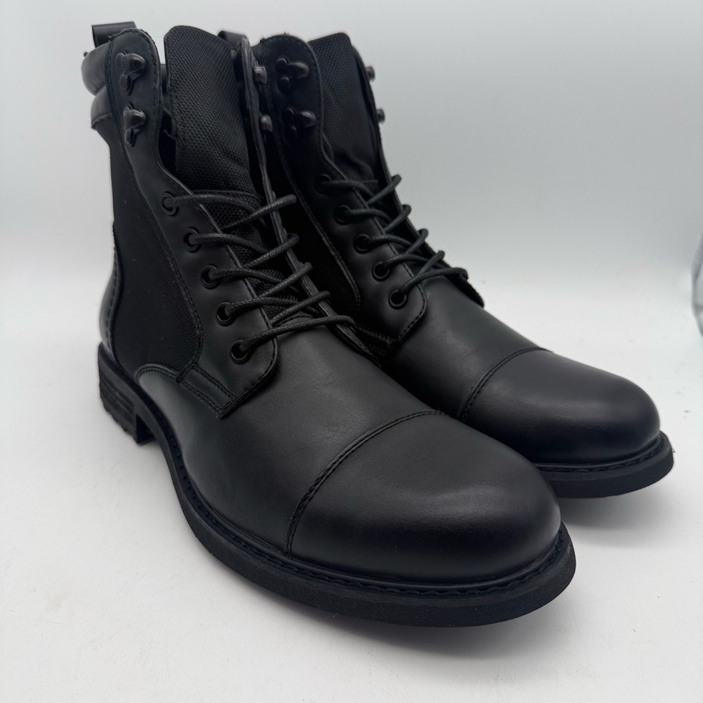 BRAND NEW Steve Madden P- Lineup Boot Military Style Black Leather Mens Sz 10